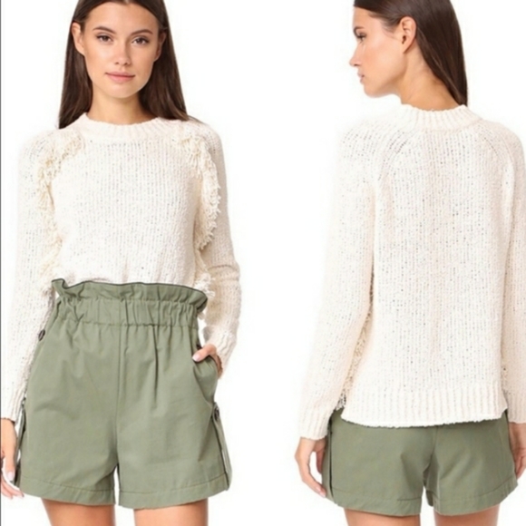 Madewell Cream Loop Edge Pullover Fringe Sweater Small - Picture 1 of 7